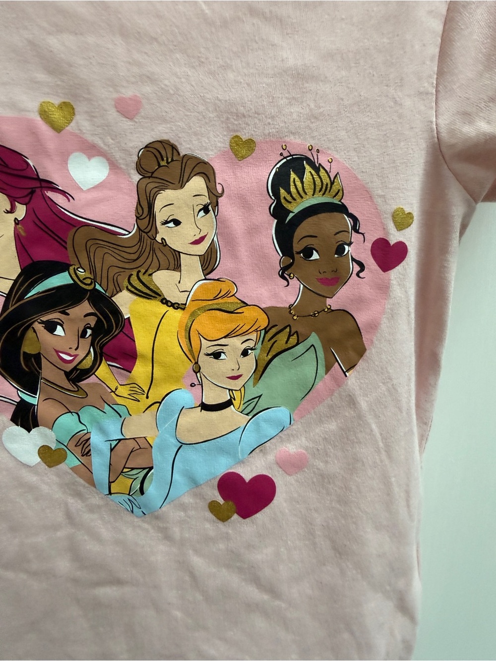 Disney Pink Girls' 4T Princess Heart Short Sleeve Graphic Tee Shirt Top Blouse - Picture 3 of 6